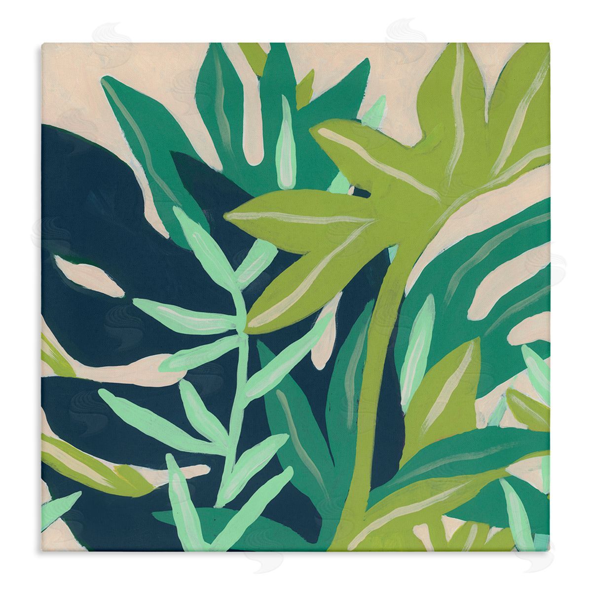 June Erica Vess Modern Botanical Plant Leaves  Stretched Canvas Wall Art Print