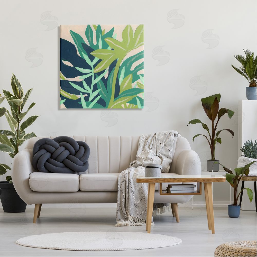 June Erica Vess Modern Botanical Plant Leaves  Canvas Wall Art in Room