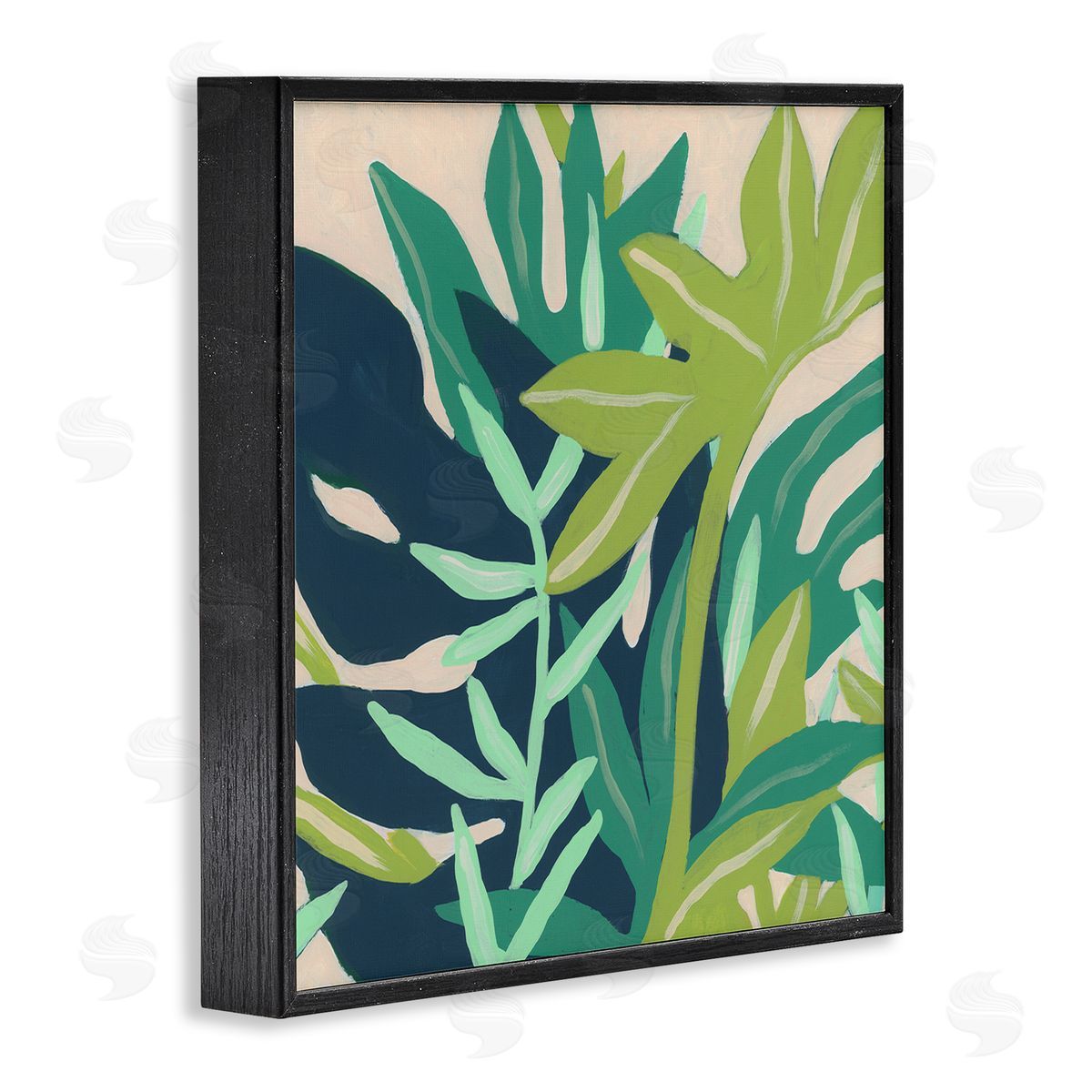 June Erica Vess Modern Botanical Plant Leaves  Black Framed Glicee Wall Art Print