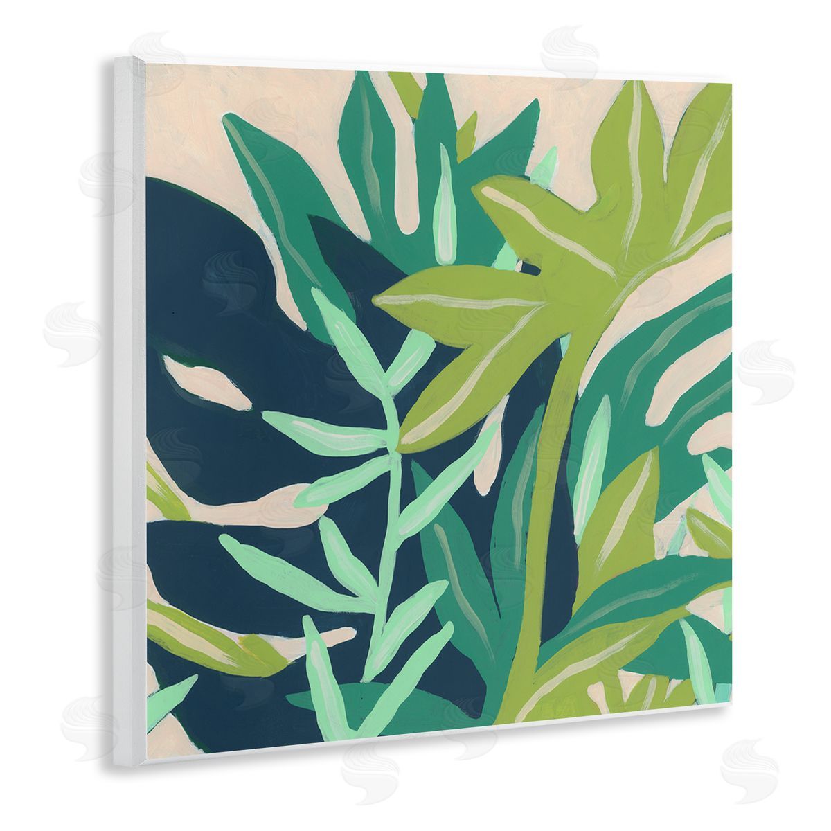 June Erica Vess Modern Botanical Plant Leaves  Wooden Wall Plaque Art Print