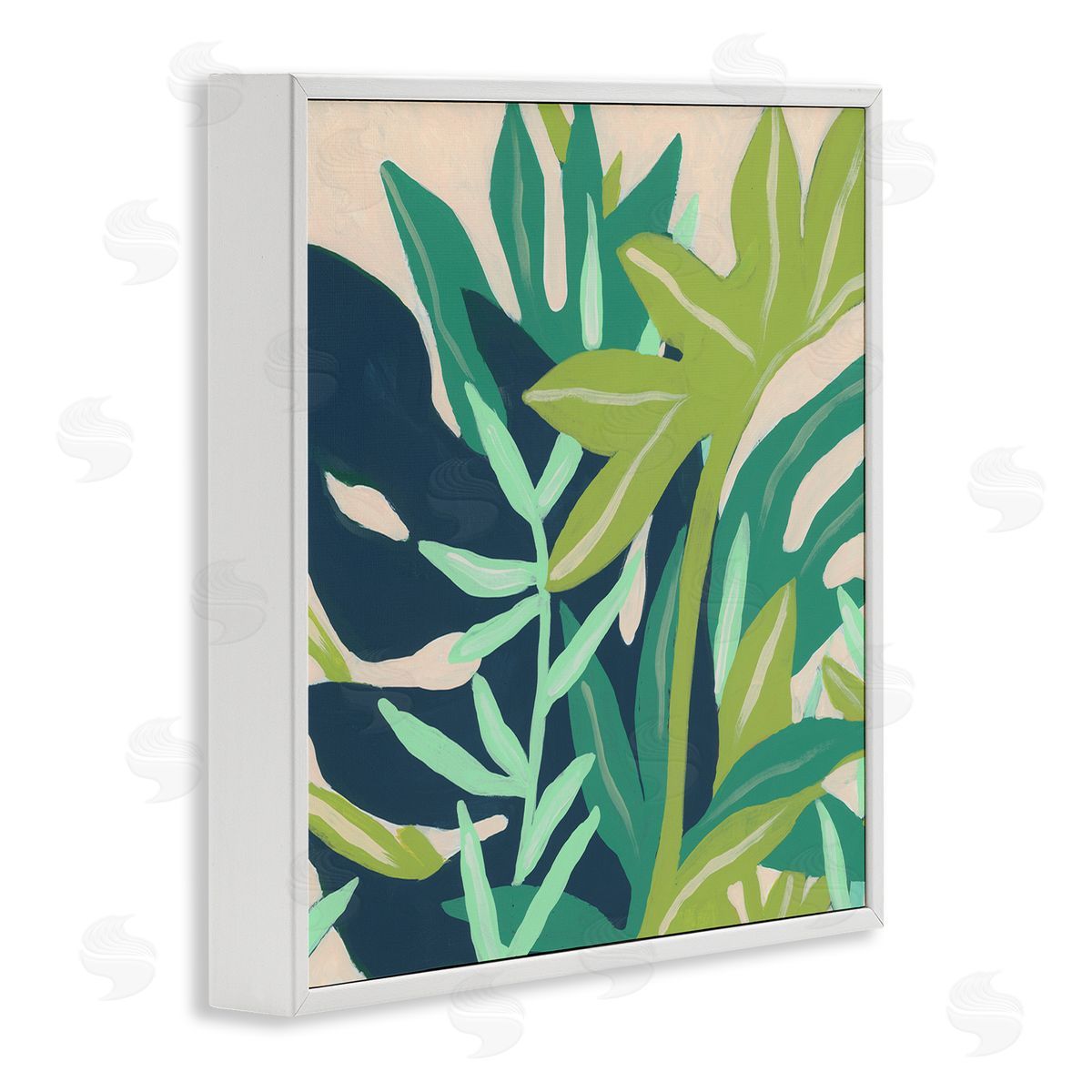 June Erica Vess Modern Botanical Plant Leaves  White Framed Glicee Wall Art Print