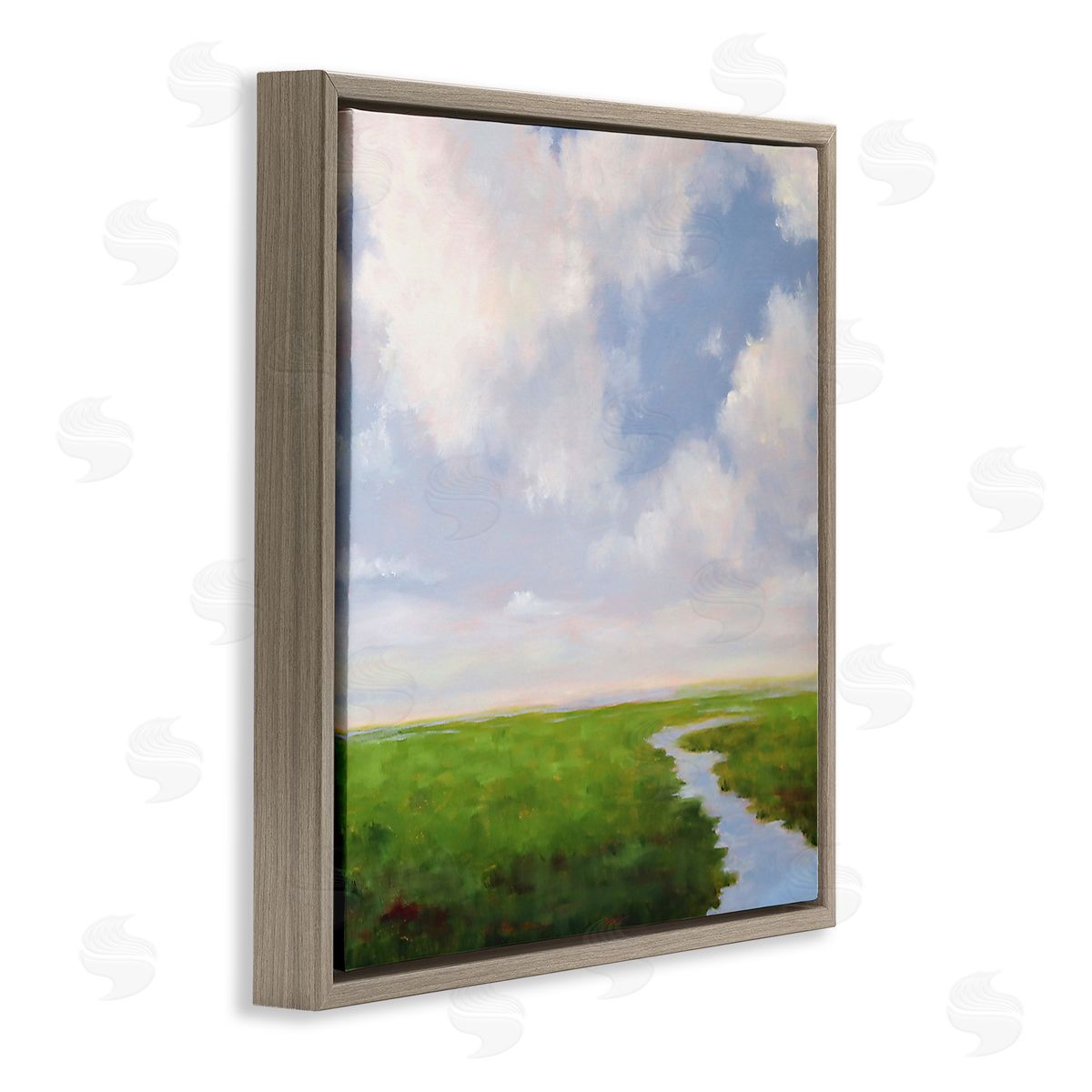 Catherine Andersen Rural Country Grassland Stream Brown Floating Frame Canvas Wall Art Print