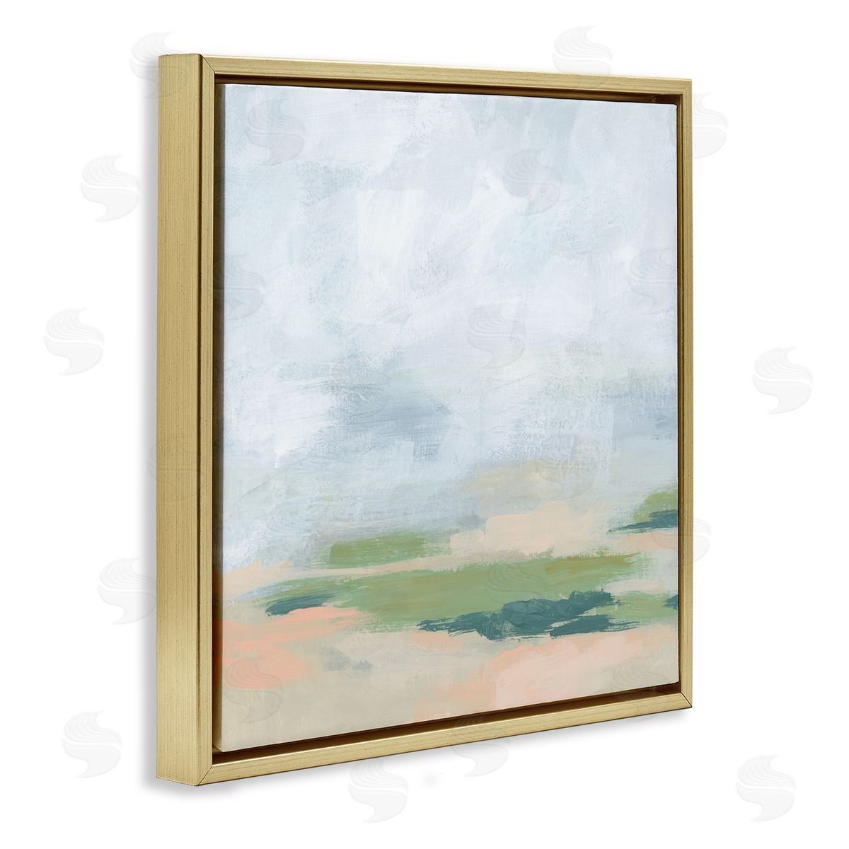 June Erica Vess Contemporary Landscape Abstract  Gold Floating Frame Canvas Wall Art Print