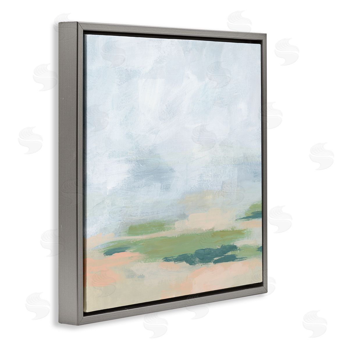 June Erica Vess Contemporary Landscape Abstract  Gray Floating Frame Canvas Wall Art Print