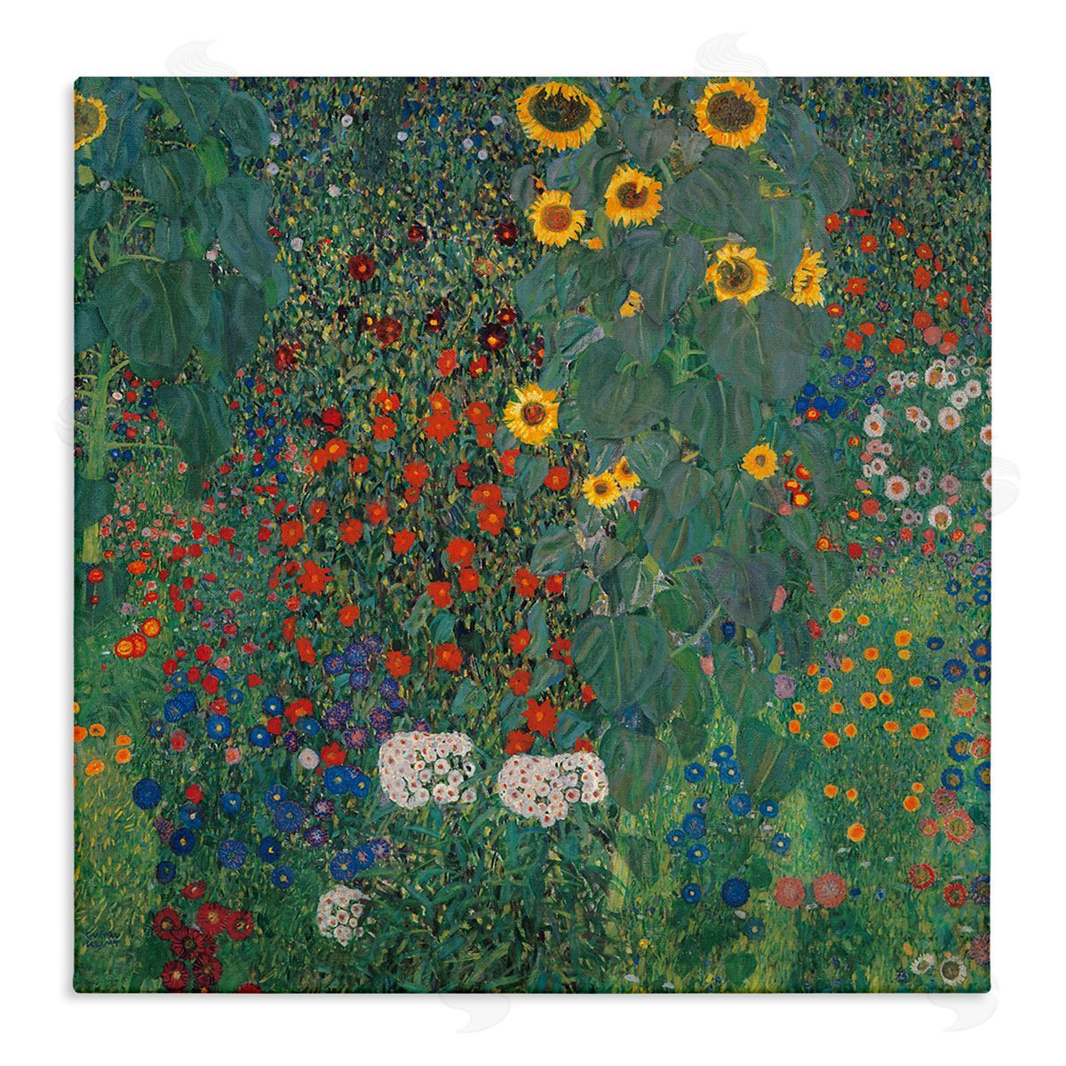 Gustav Klimt Modern Flower Garden Collage Stretched Canvas Wall Art Print