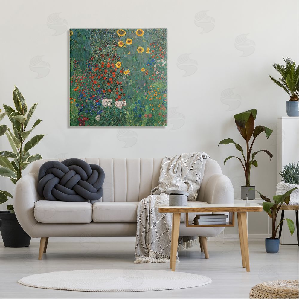 Gustav Klimt Modern Flower Garden Collage Canvas Wall Art in Room