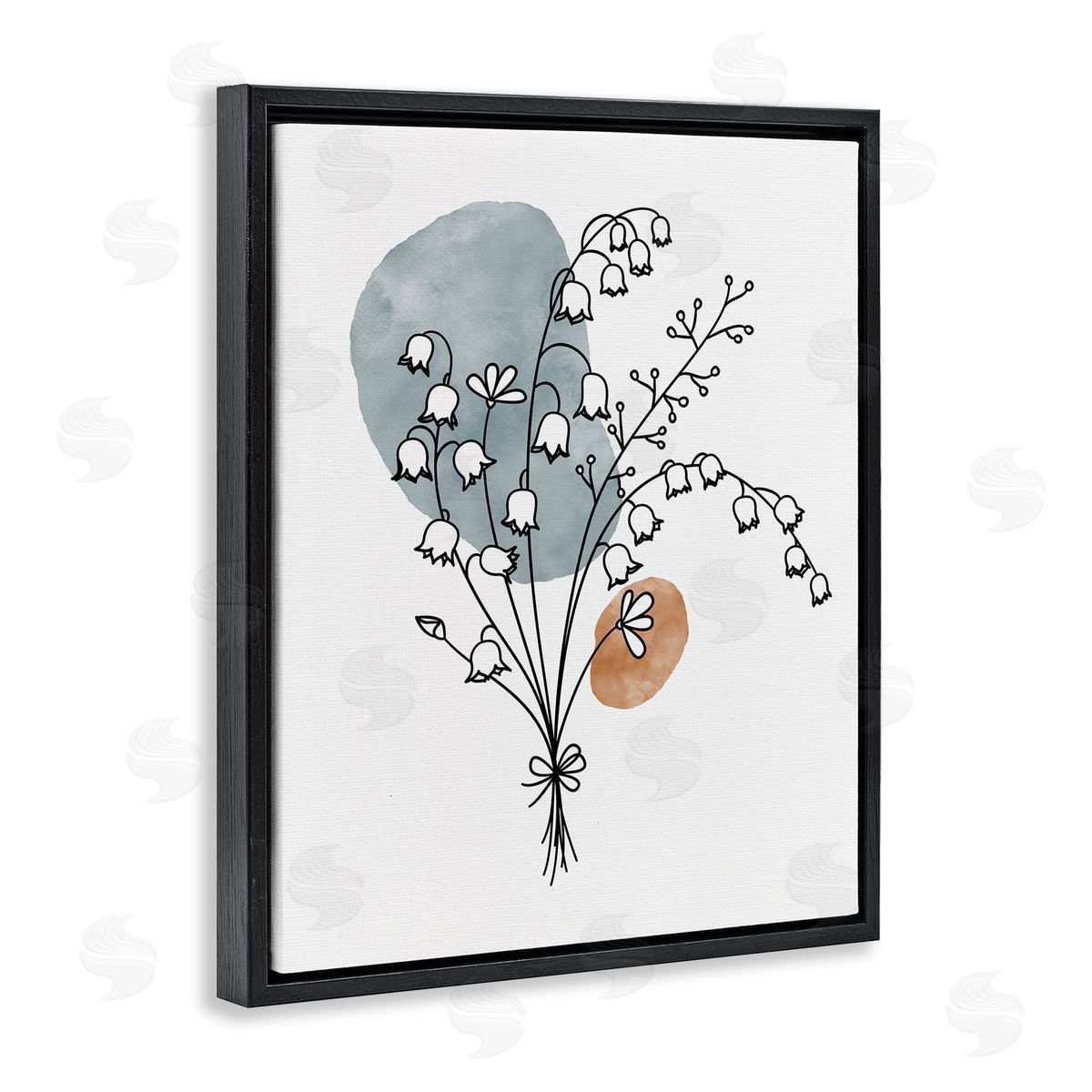 Lily of the Valley Wildflower Black Floating Frame Canvas Wall Art, Home Decor by JJ Design House LLC