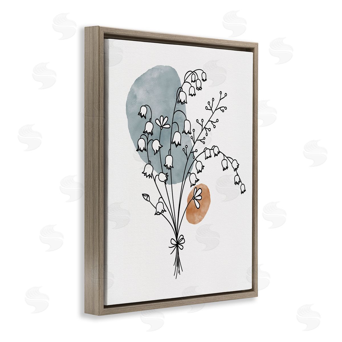 Lily of the Valley Wildflower Brown Floating Frame Canvas Wall Art, Home Decor by JJ Design House LLC