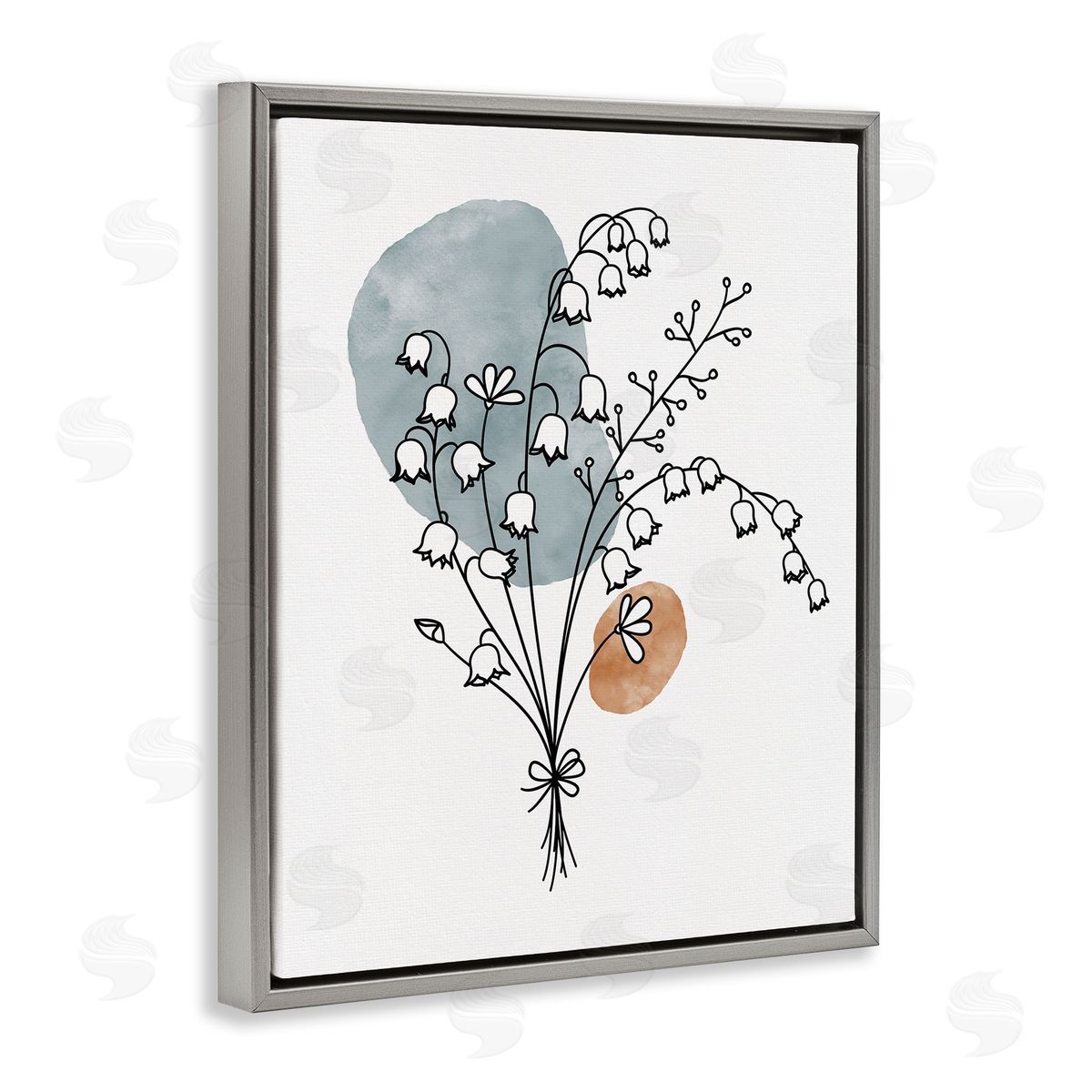 Lily of the Valley Wildflower Grey Floating Frame Canvas Wall Art, Home Decor by JJ Design House LLC