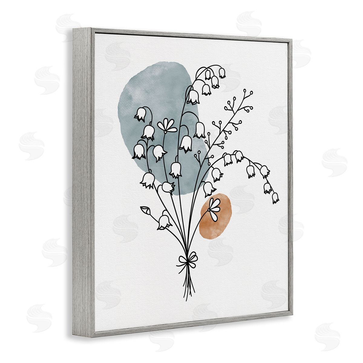 Lily of the Valley Wildflower Grey Frame Print Wall Art, Home Decor by JJ Design House LLC