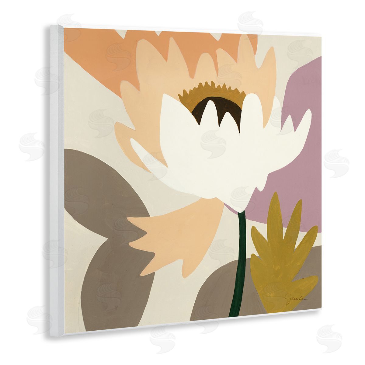 Liz Jardine Contemporary Floral Shapes Wooden Wall Plaque Art Print