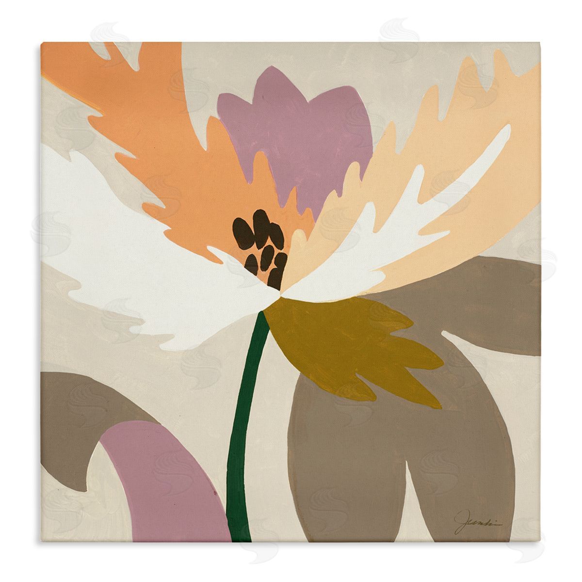 Liz Jardine Geometric Flower Petal Shapes Stretched Canvas Wall Art Print