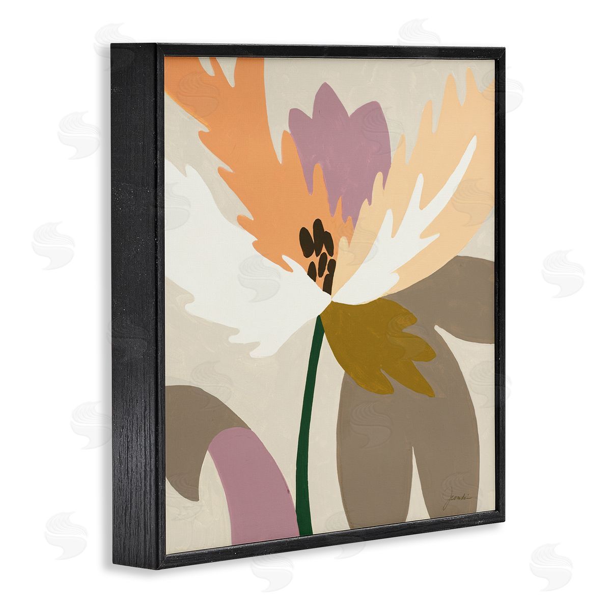 Liz Jardine Geometric Flower Petal Shapes Black Framed Glicee Wall Art Print