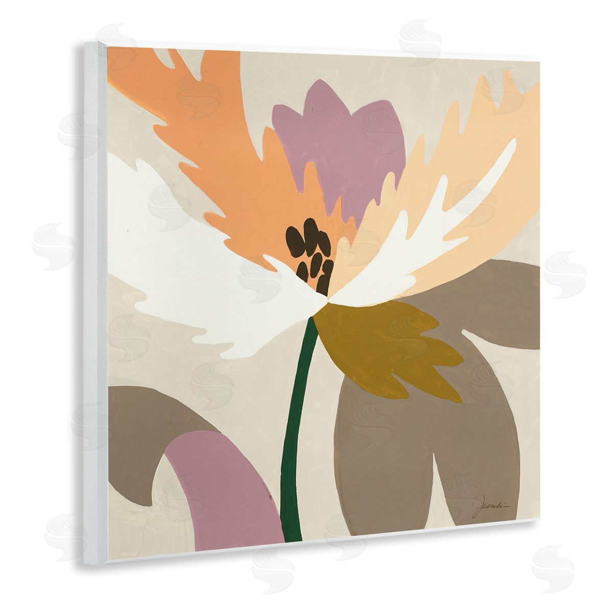 Liz Jardine Geometric Flower Petal Shapes Wooden Wall Plaque Art Print
