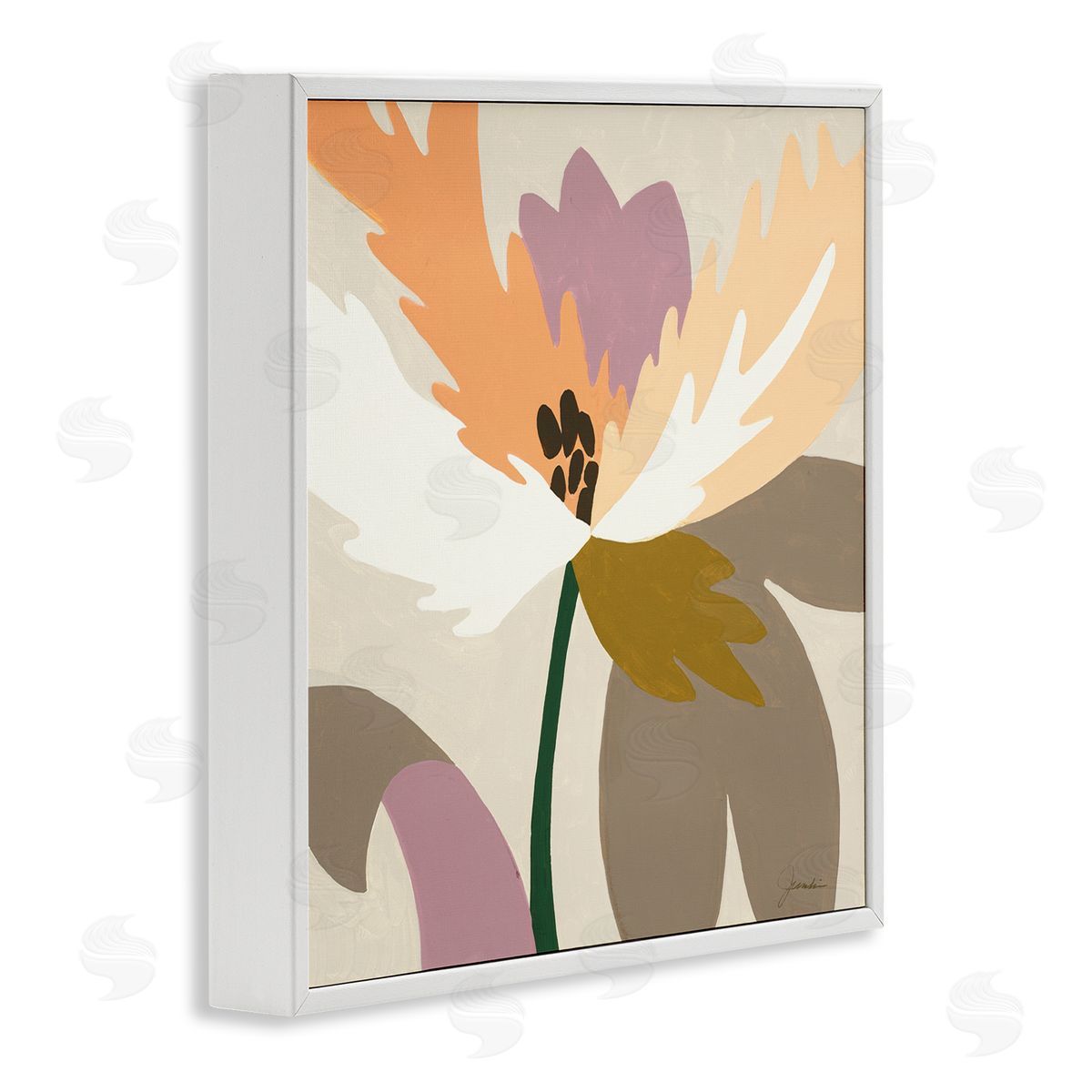 Liz Jardine Geometric Flower Petal Shapes White Framed Glicee Wall Art Print