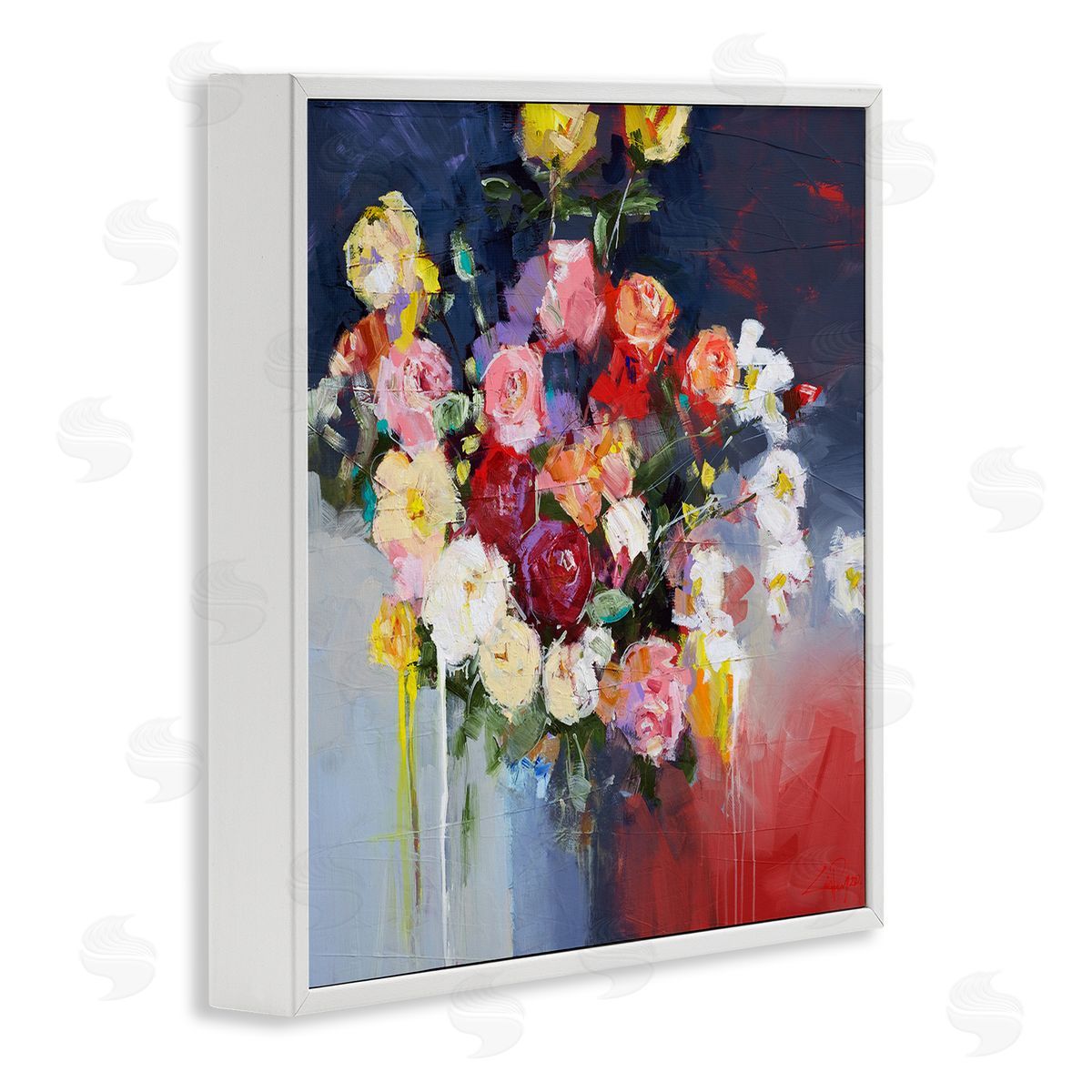 Craig Trewin Penny Urban Paint Drip Flower Arrangement White Framed Glicee Wall Art Print