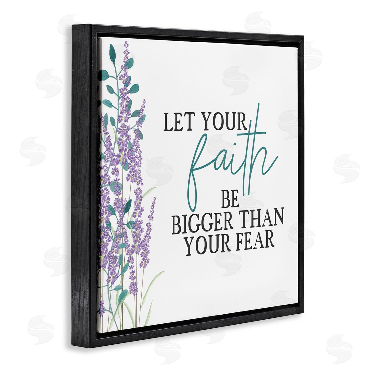 Kim Allen Faith Bigger Than Your Fear Lavender  Black Floating Frame Canvas Wall Art Print