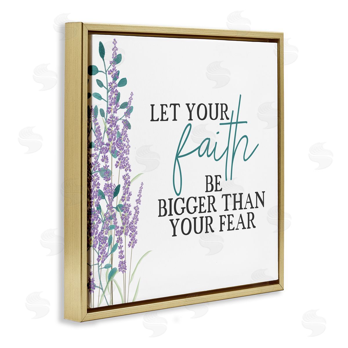 Kim Allen Faith Bigger Than Your Fear Lavender  Gold Floating Frame Canvas Wall Art Print