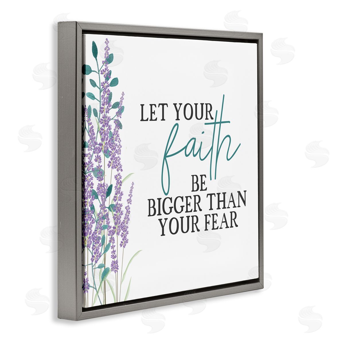 Kim Allen Faith Bigger Than Your Fear Lavender  Gray Floating Frame Canvas Wall Art Print