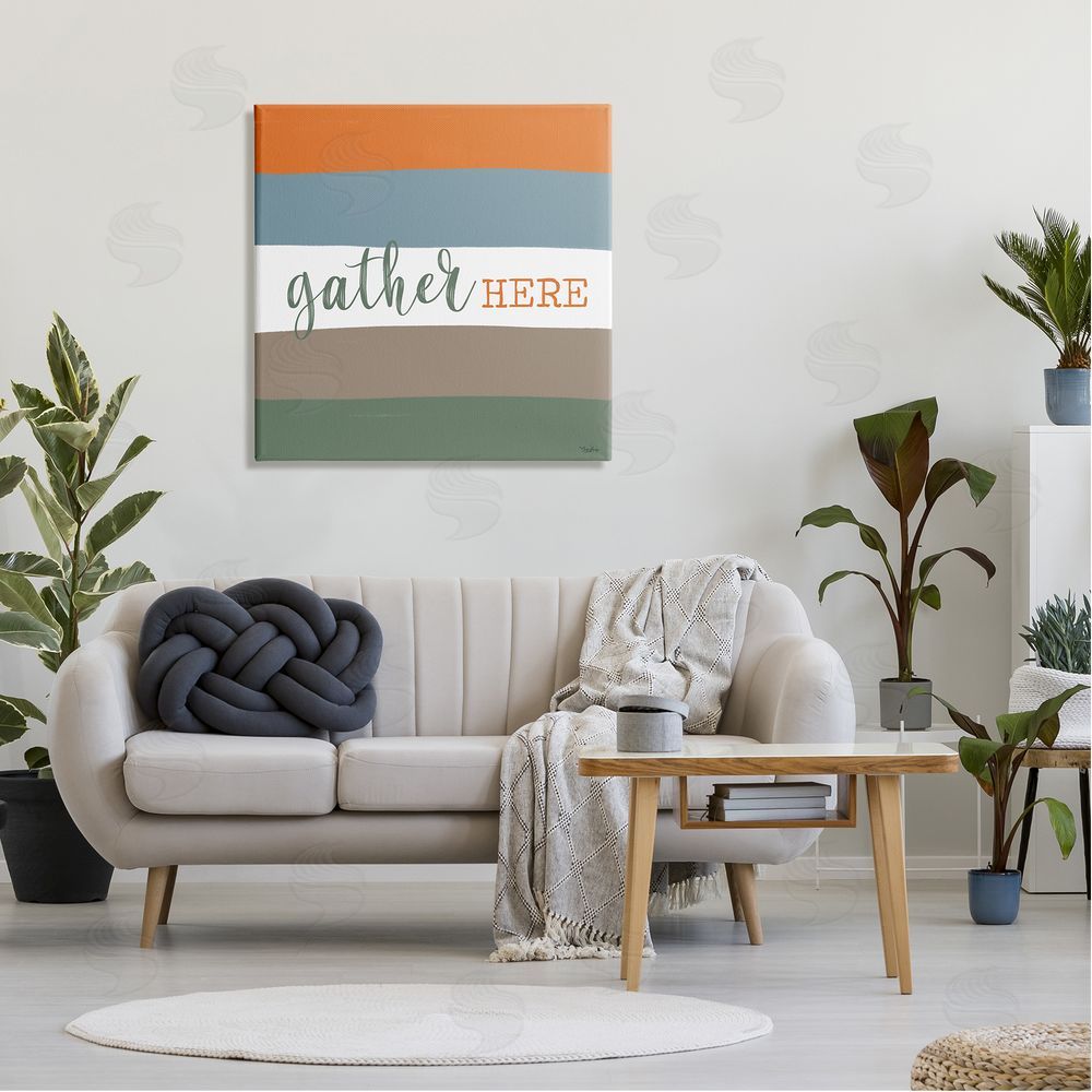 Gigi Louise Gather Here Fall Stripes Canvas Wall Art in Room