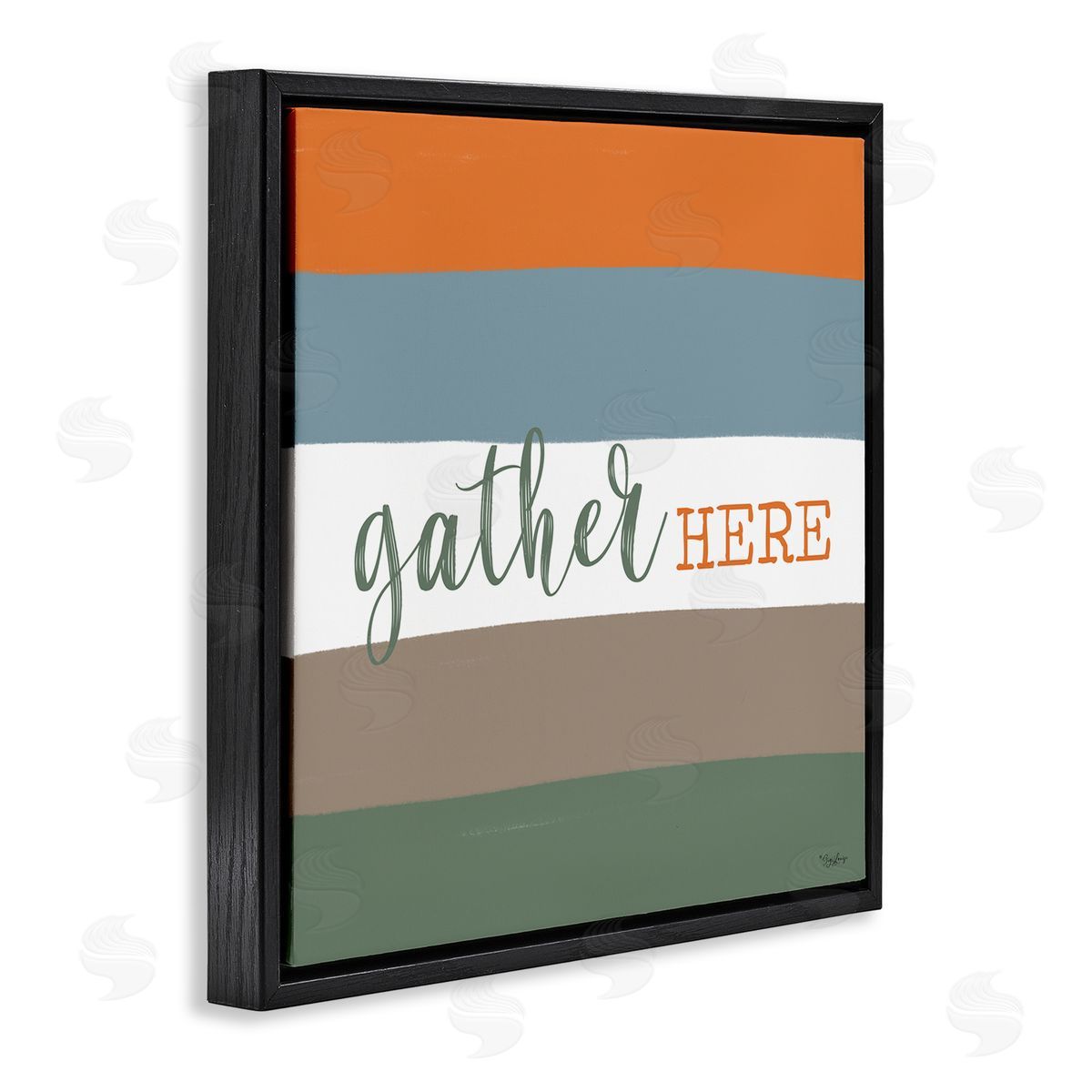 Gigi Louise Gather Here Fall Stripes Black Floating Frame Canvas Wall Art Print