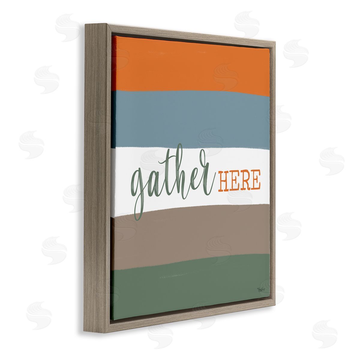 Gigi Louise Gather Here Fall Stripes Brown Floating Frame Canvas Wall Art Print