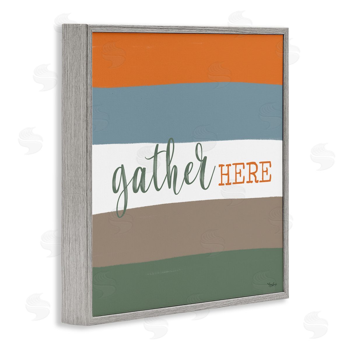 Gigi Louise Gather Here Fall Stripes Gray Framed Glicee Wall Art Print