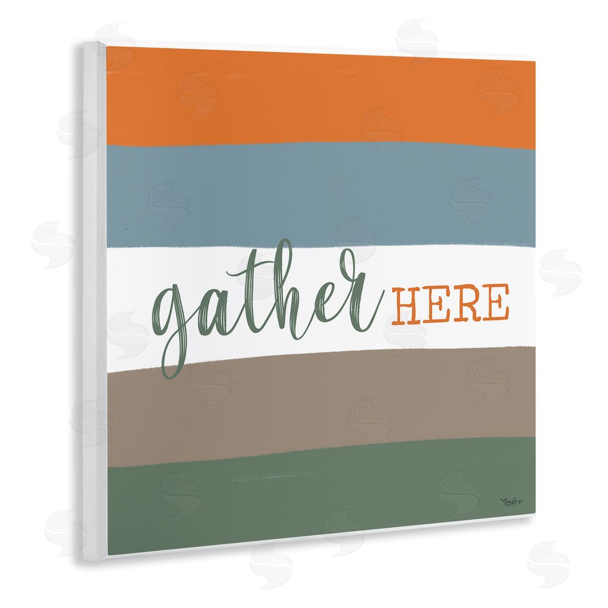 Gigi Louise Gather Here Fall Stripes Wooden Wall Plaque Art Print