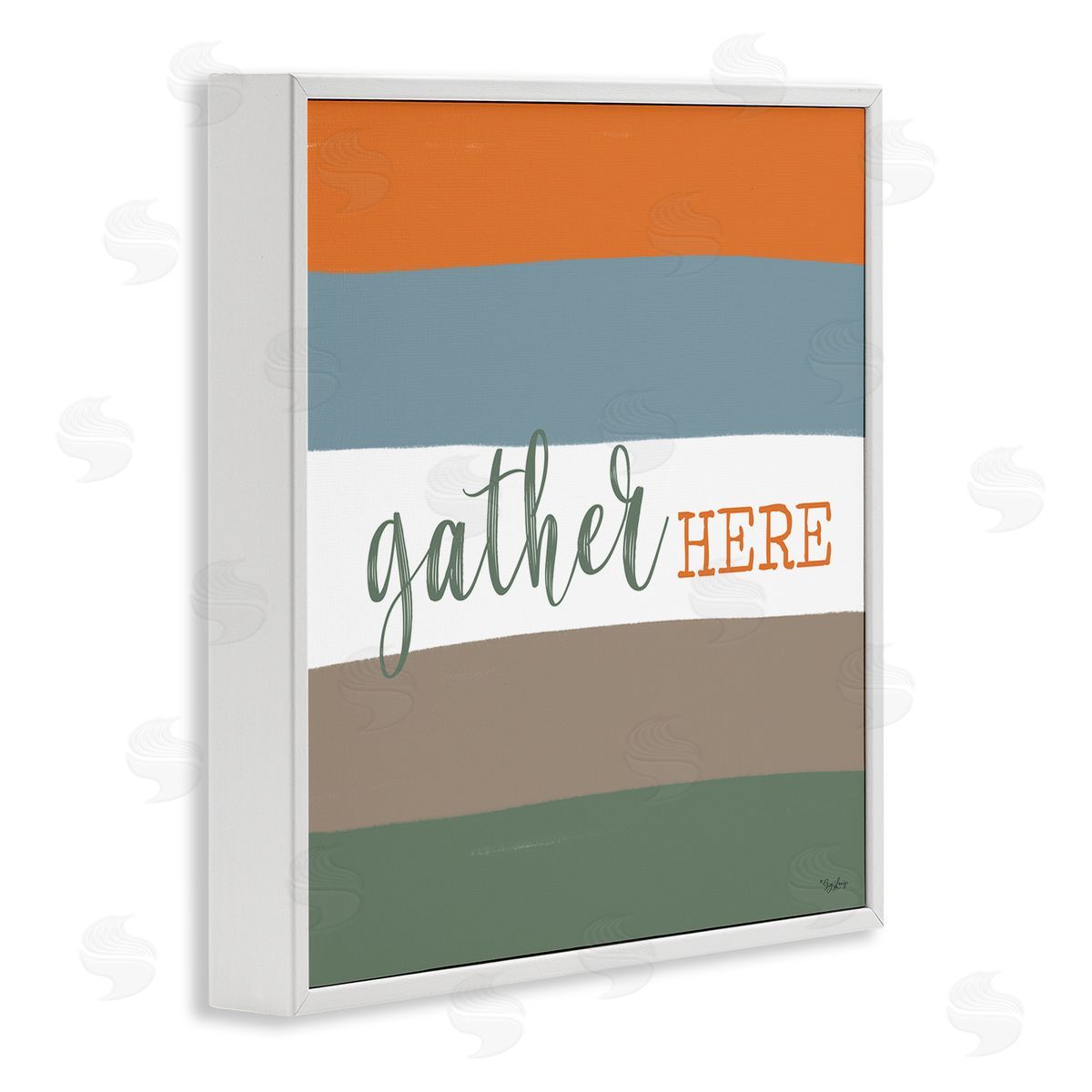 Gigi Louise Gather Here Fall Stripes White Framed Glicee Wall Art Print