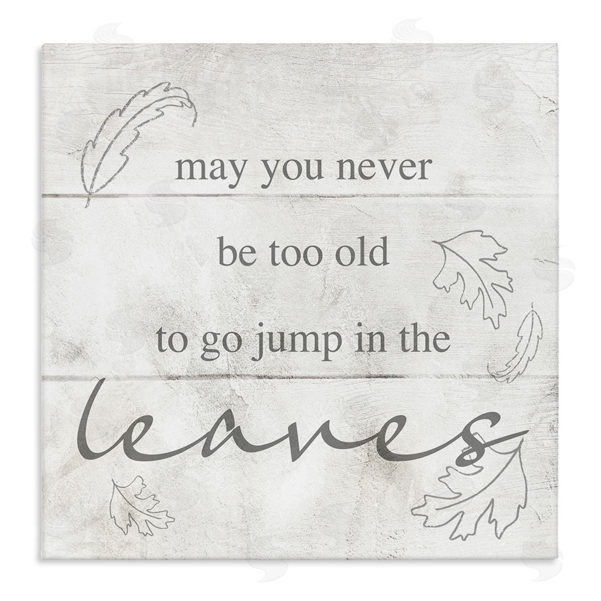 Stupell Studio Jump In The Leaves Autumn Phrase Stretched Canvas Wall Art Print