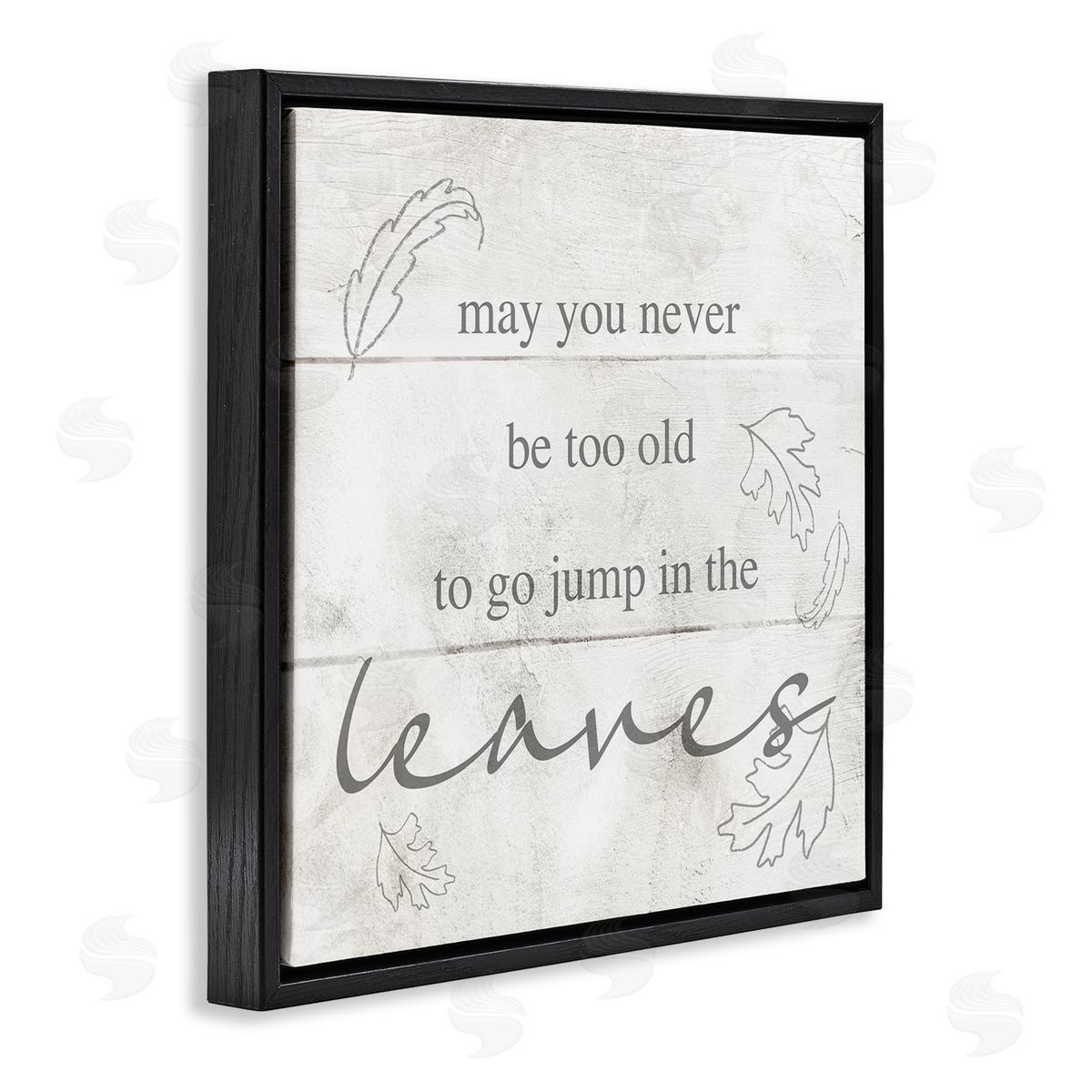 Stupell Studio Jump In The Leaves Autumn Phrase Black Floating Frame Canvas Wall Art Print