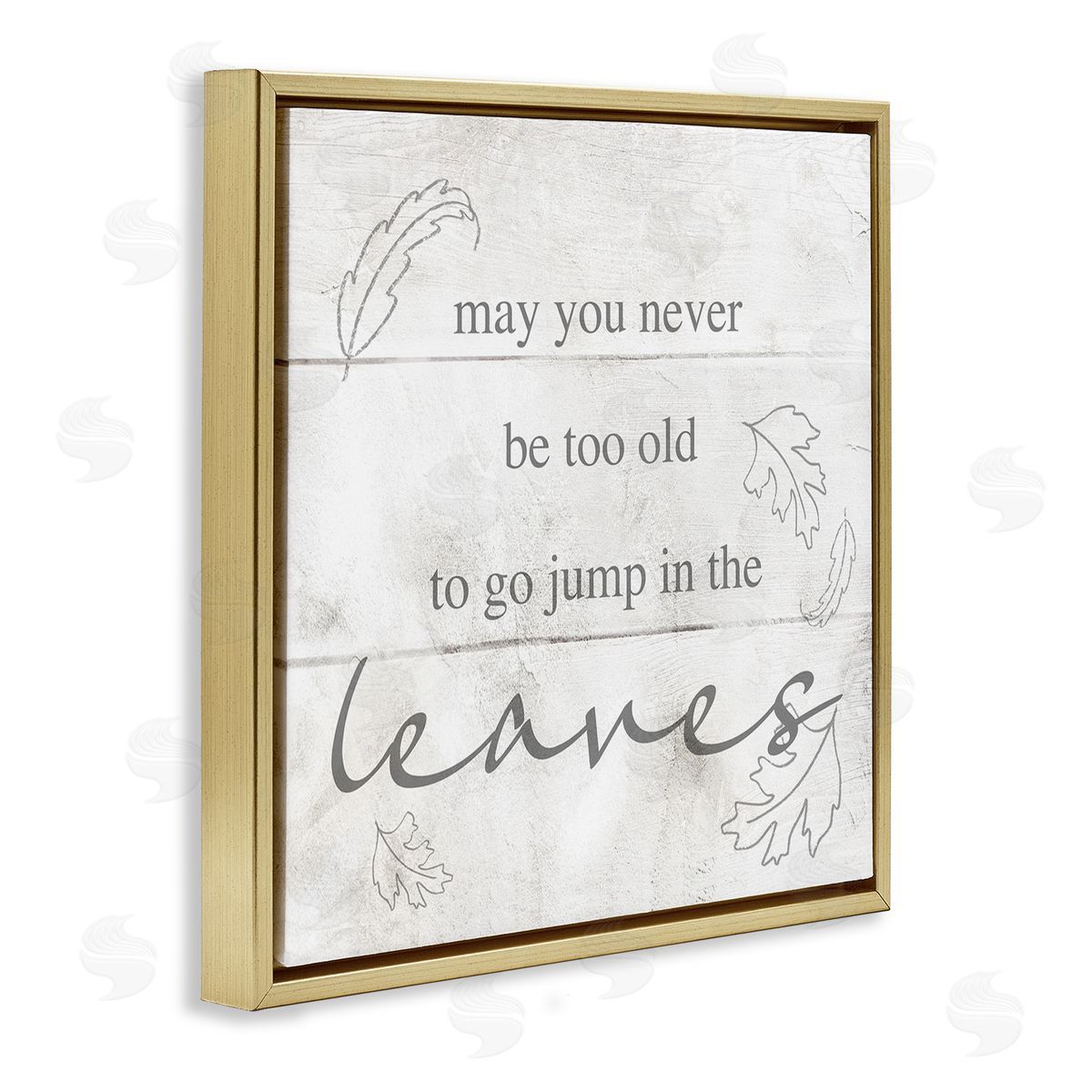 Stupell Studio Jump In The Leaves Autumn Phrase Gold Floating Frame Canvas Wall Art Print