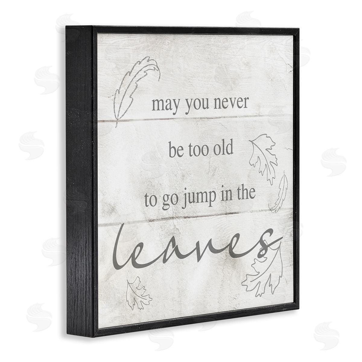 Stupell Studio Jump In The Leaves Autumn Phrase Black Framed Glicee Wall Art Print