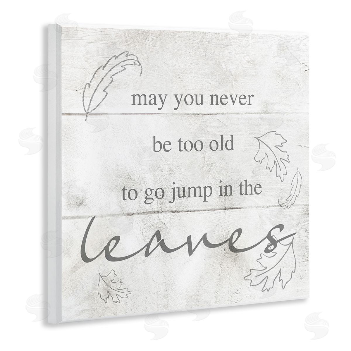 Stupell Studio Jump In The Leaves Autumn Phrase Wooden Wall Plaque Art Print
