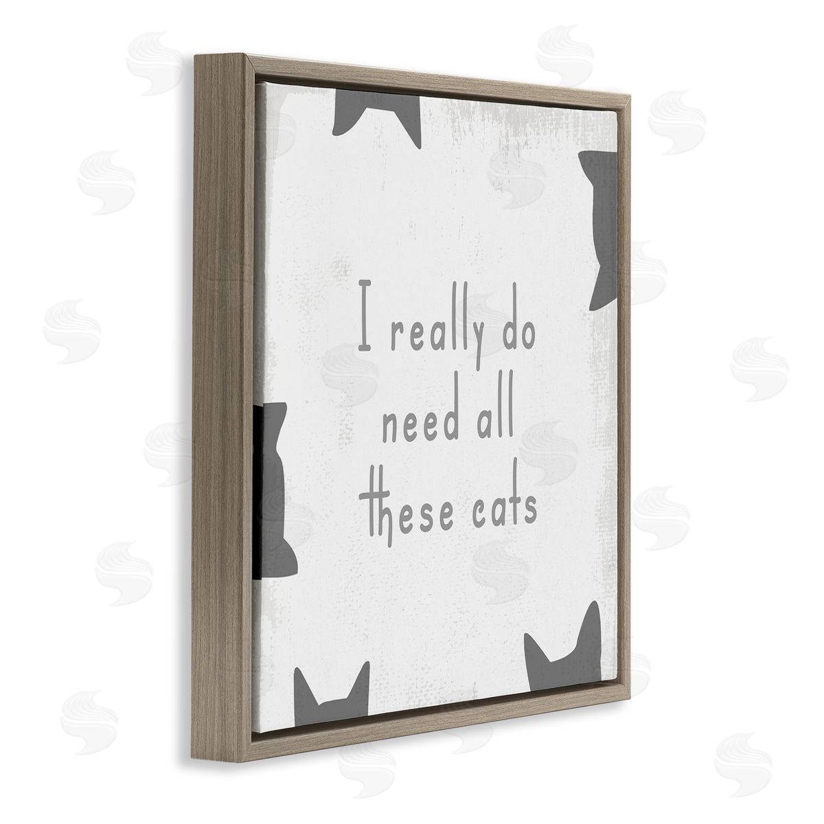 Stupell Studio Really Do Need These Cats Phrase Brown Floating Frame Canvas Wall Art Print