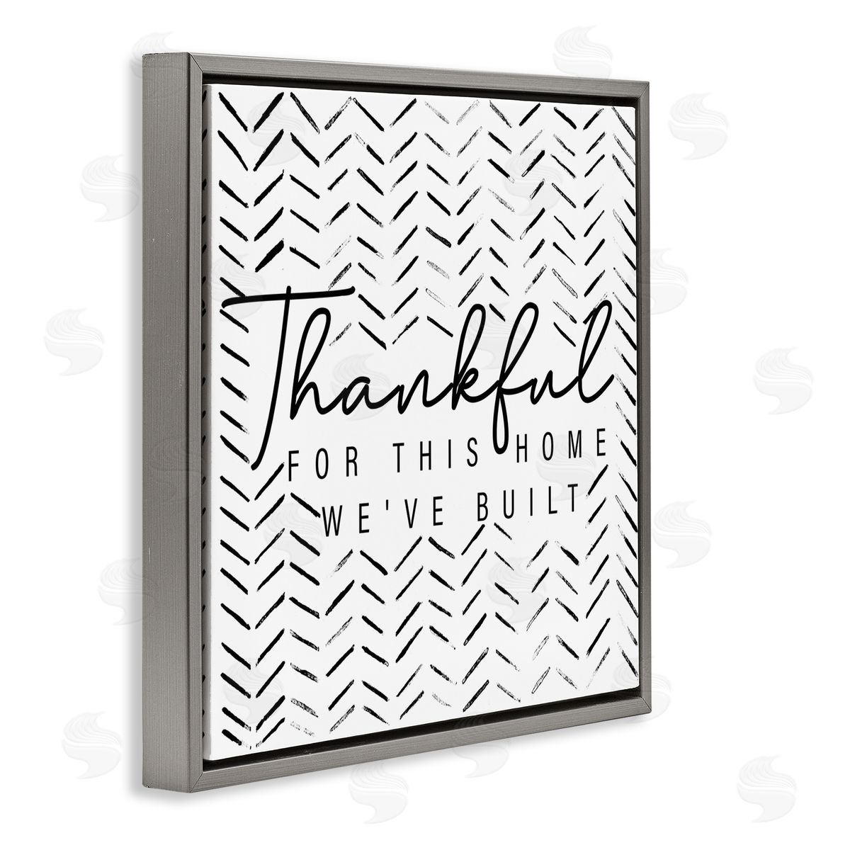 Janice Gaynor Thankful Home We've Built Phrase Gray Floating Frame Canvas Wall Art Print