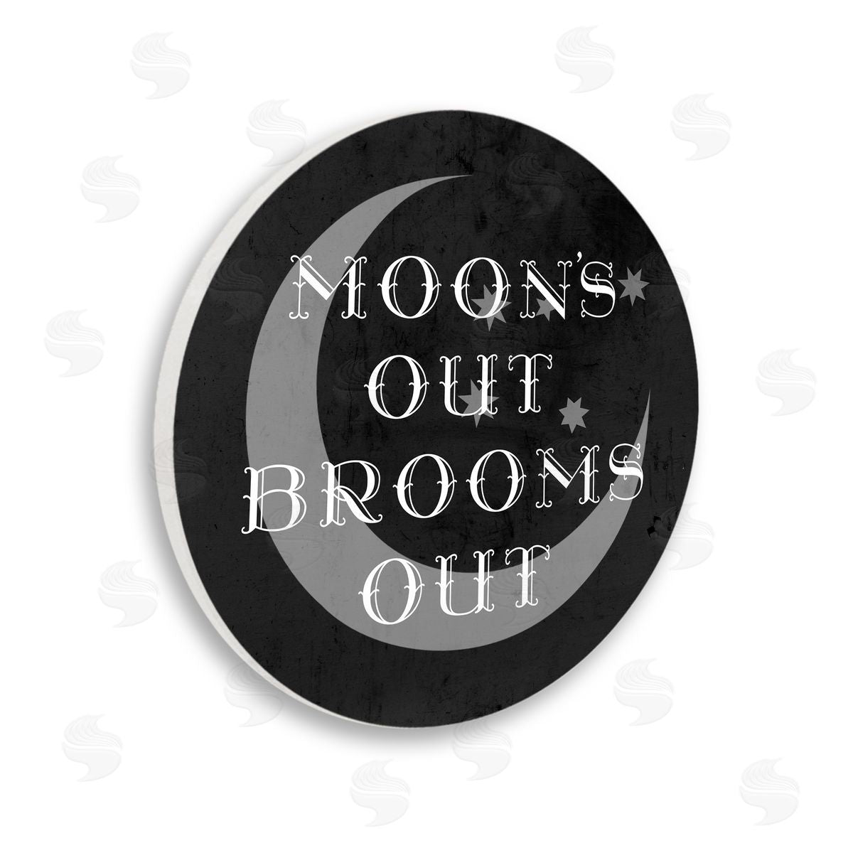 Stupell Studio Moon's Out Brooms Out Phrase Wooden Wall Plaque Art Print