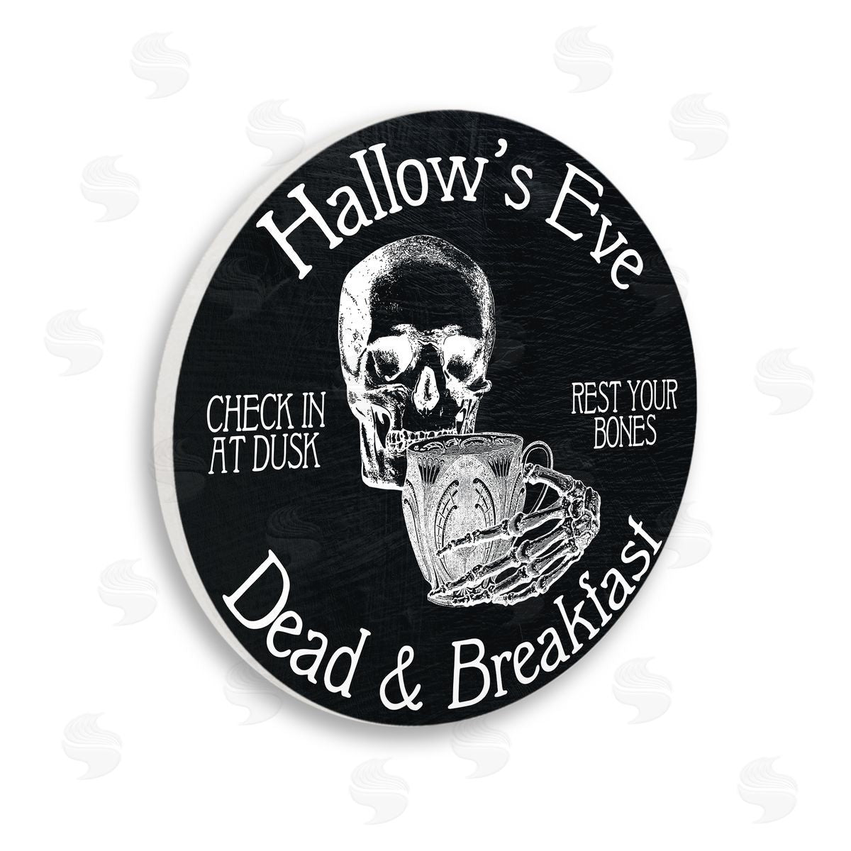 Stupell Studio Black Hallow's Eve Halloween Sign Wooden Wall Plaque Art Print