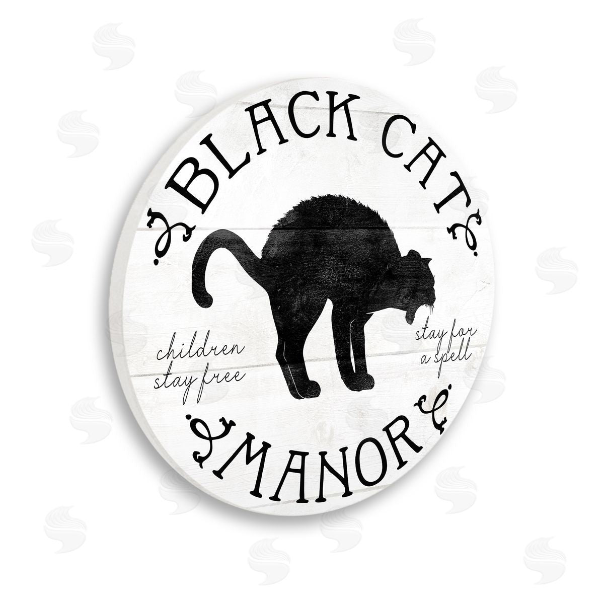 Stupell Studio Black Cat Manor Sign Wooden Wall Plaque Art Print