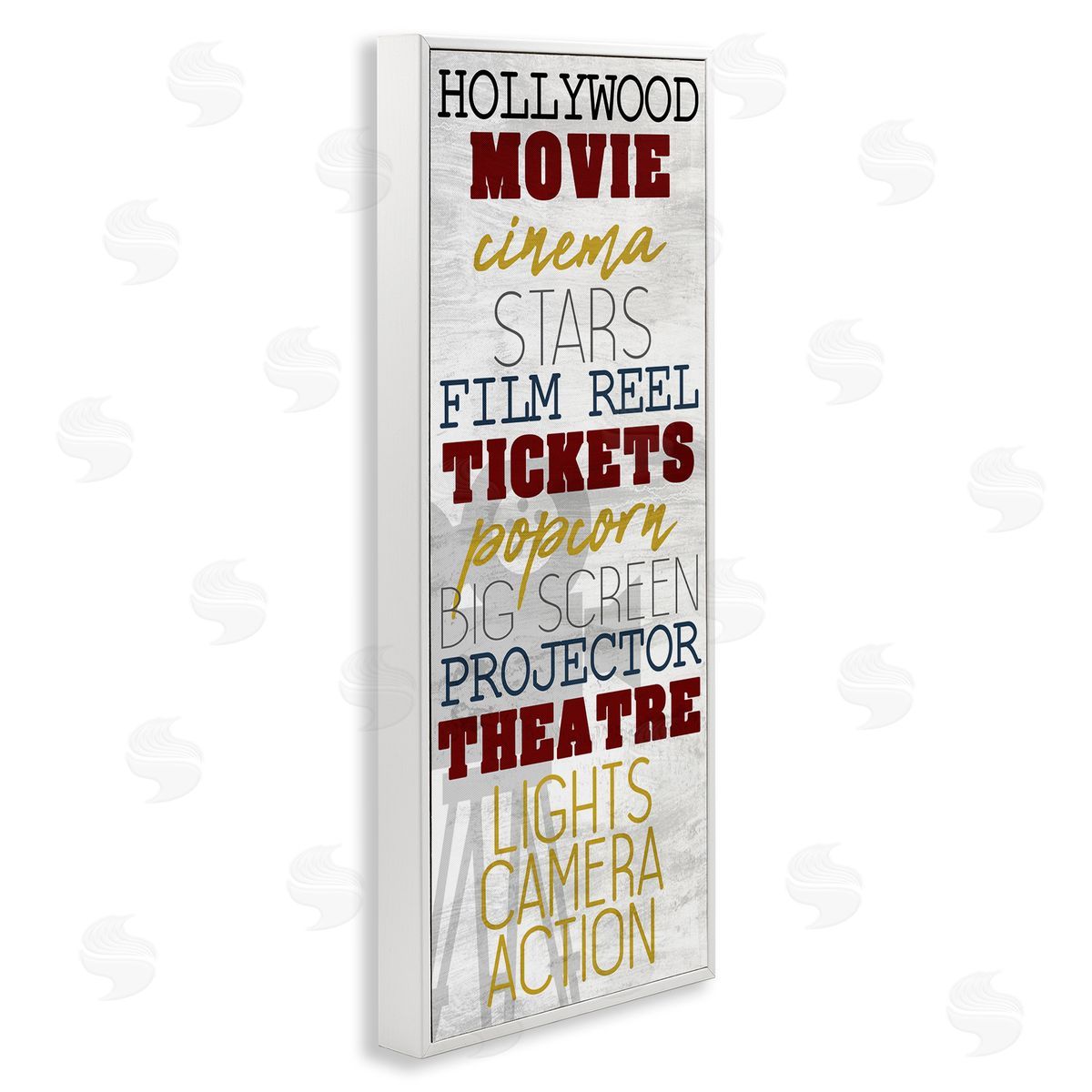Vintage Cinema Projector Phrases White Frame Print Wall Art, Home Decor by Kim Allen
