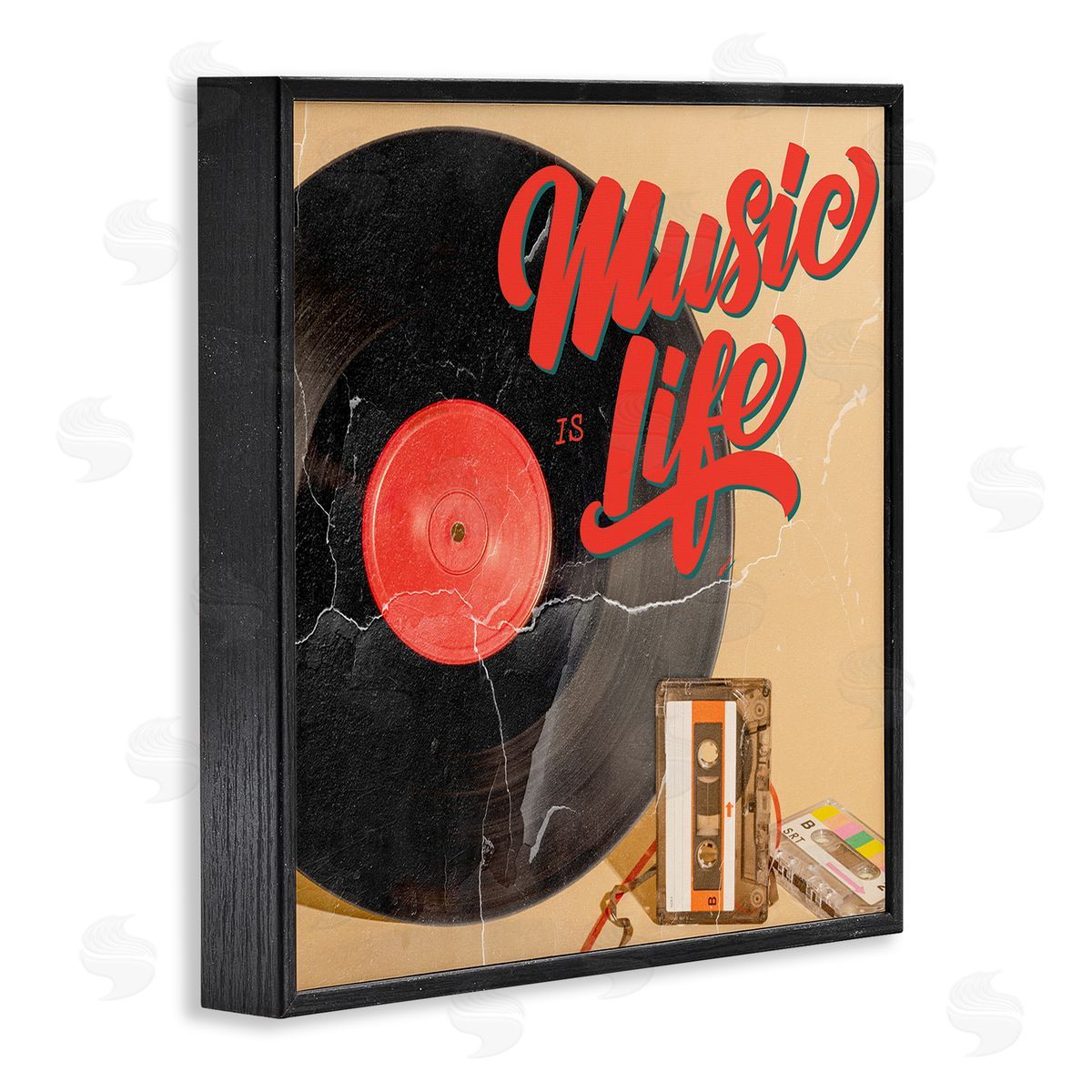 Kim Allen Music Is Life Vintage Cassette Black Framed Glicee Wall Art Print