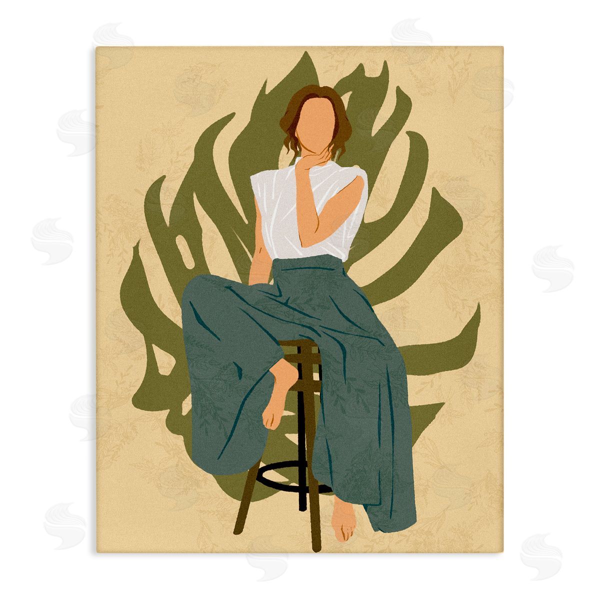 Ziwei Li Boho Woman Sitting Plant Leaf