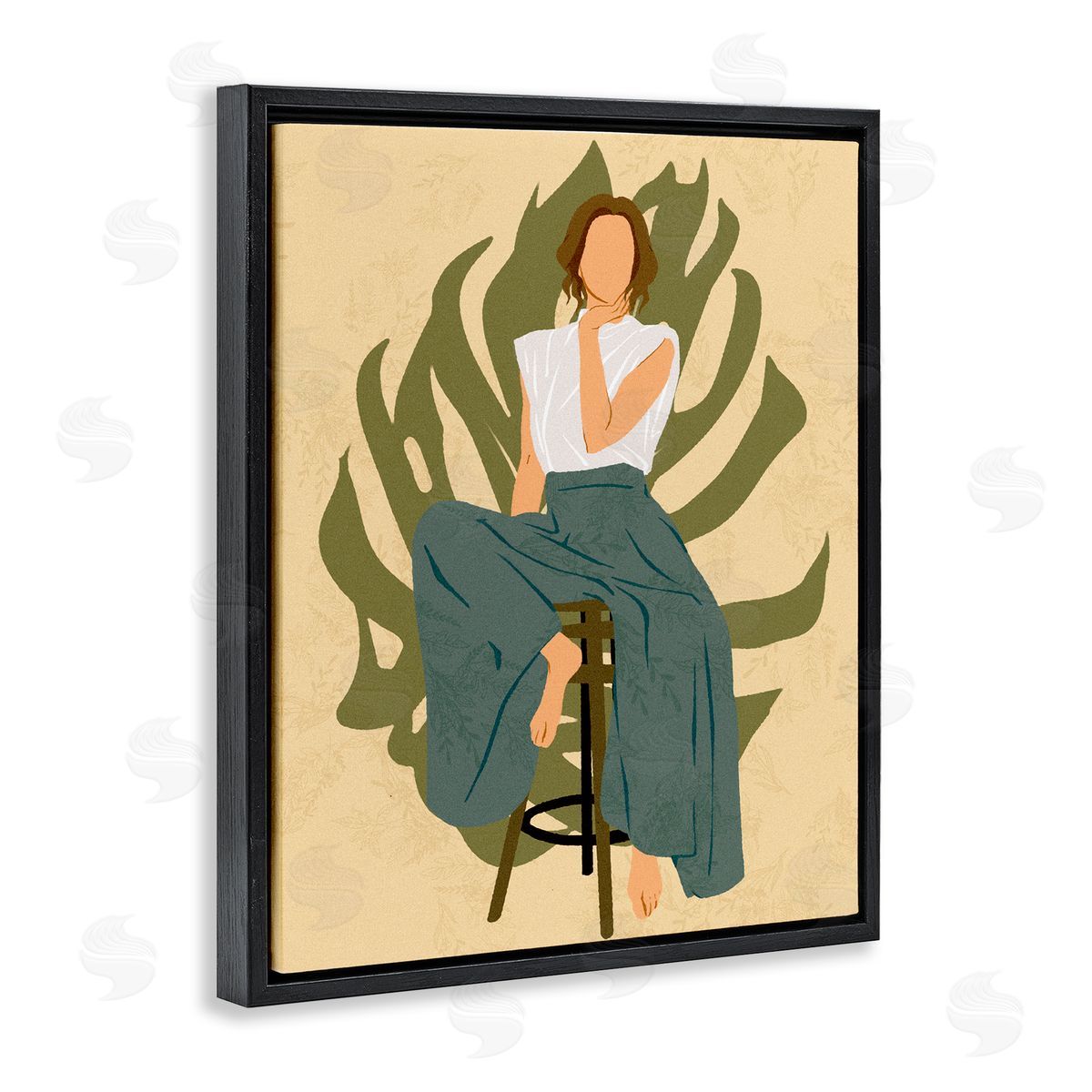 Ziwei Li Boho Woman Sitting Plant Leaf