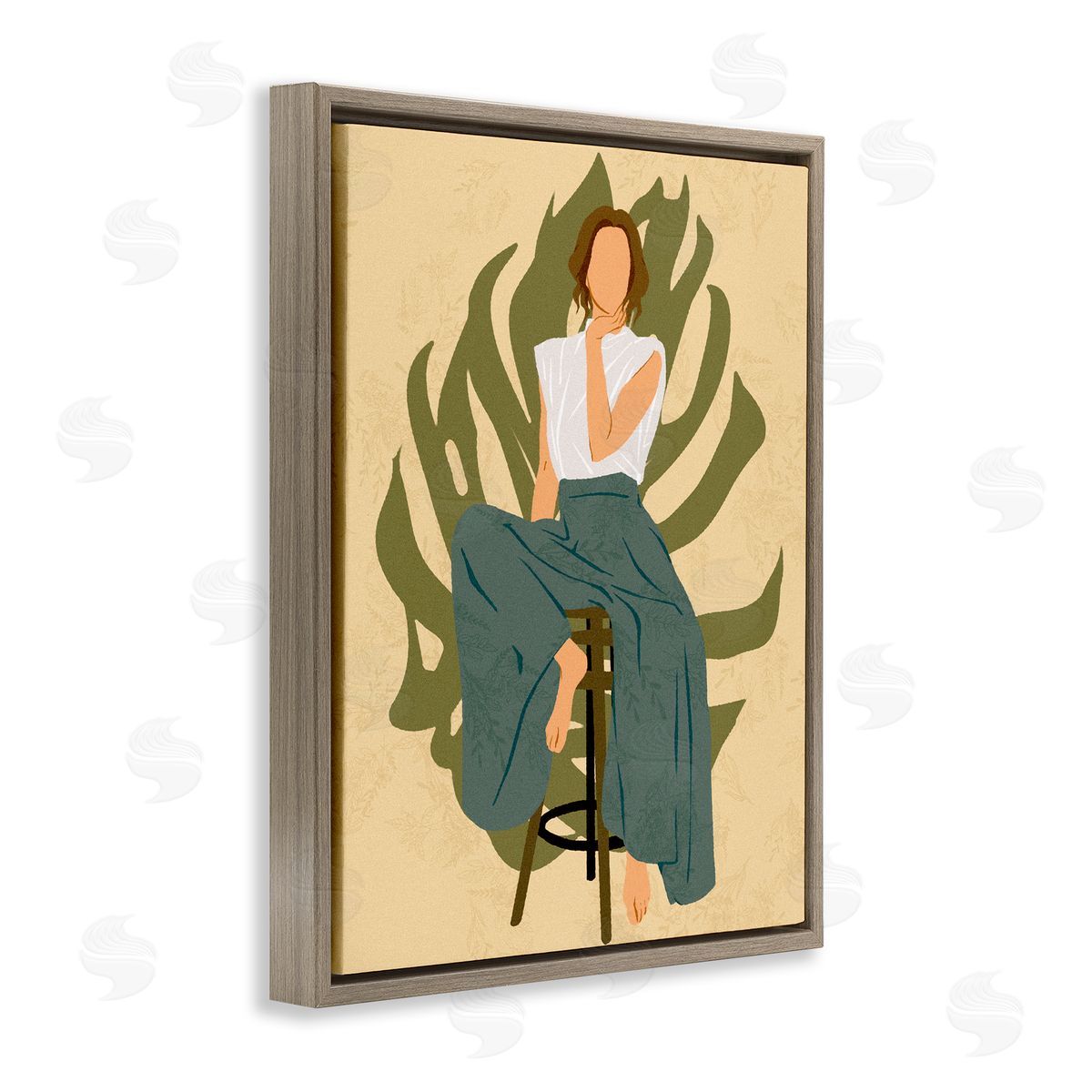 Ziwei Li Boho Woman Sitting Plant Leaf