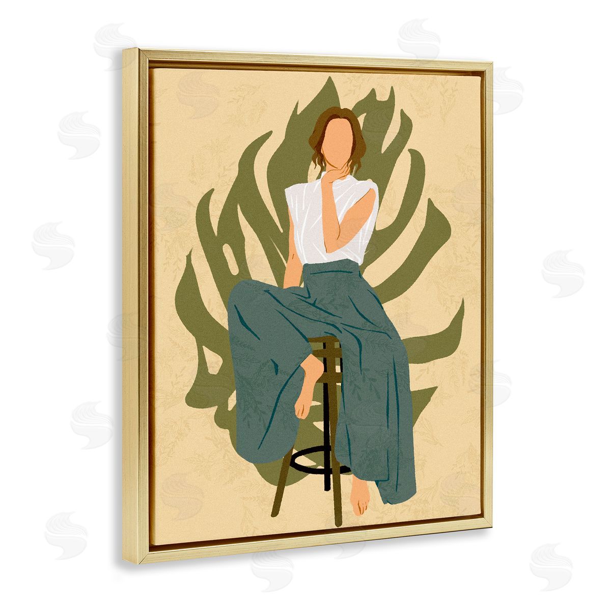 Ziwei Li Boho Woman Sitting Plant Leaf