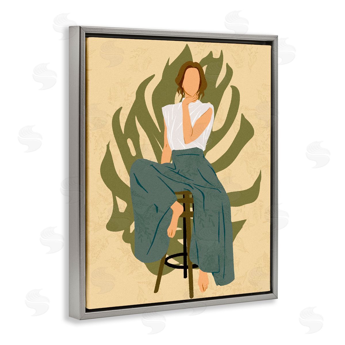 Ziwei Li Boho Woman Sitting Plant Leaf