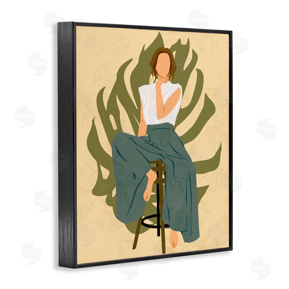 Ziwei Li Boho Woman Sitting Plant Leaf