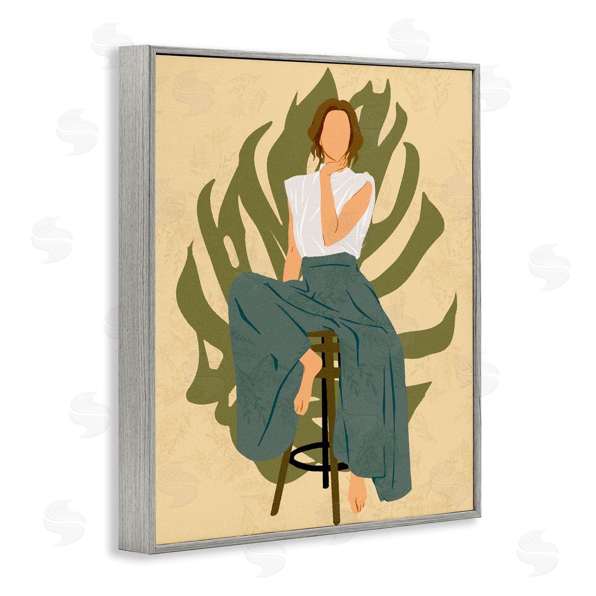 Ziwei Li Boho Woman Sitting Plant Leaf