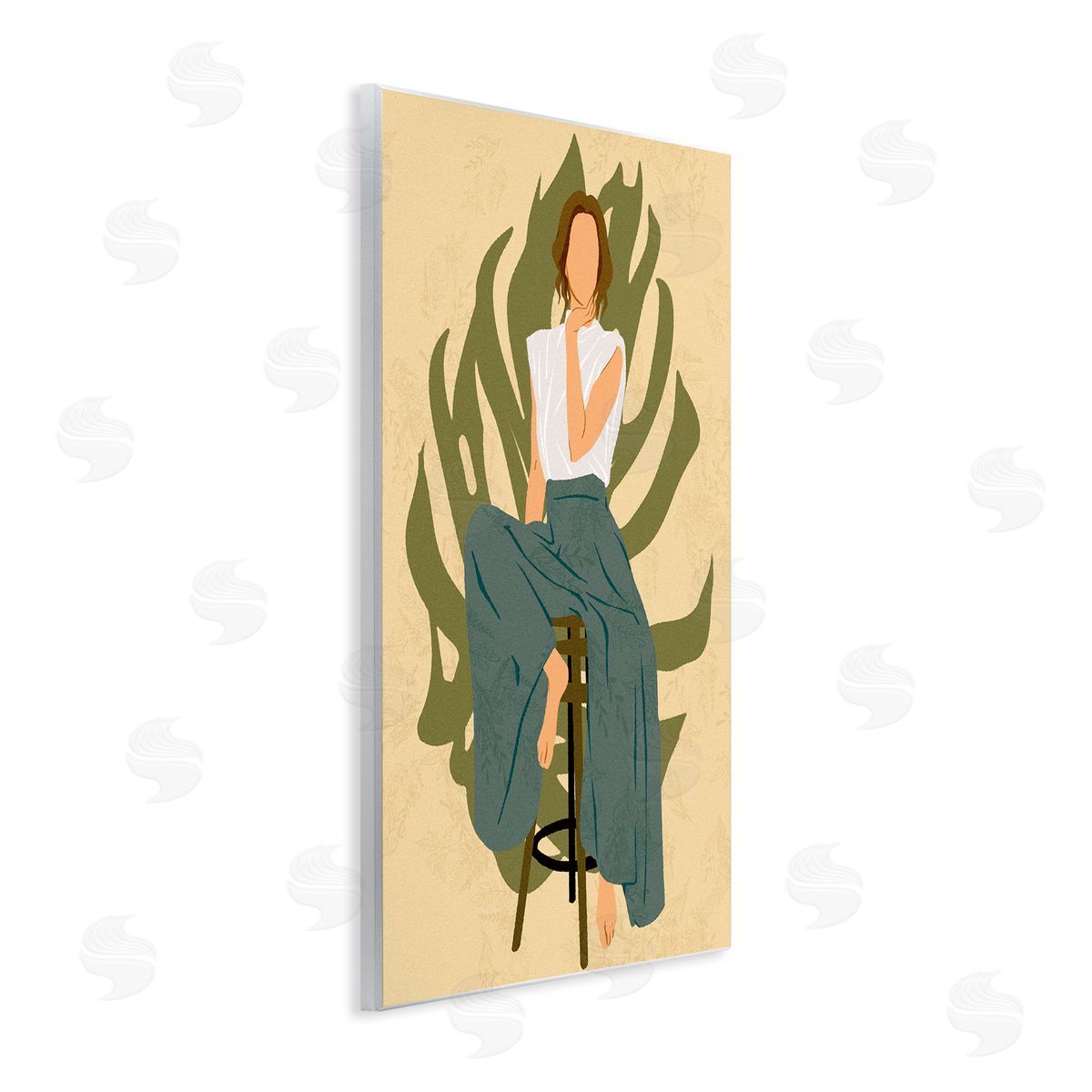 Ziwei Li Boho Woman Sitting Plant Leaf