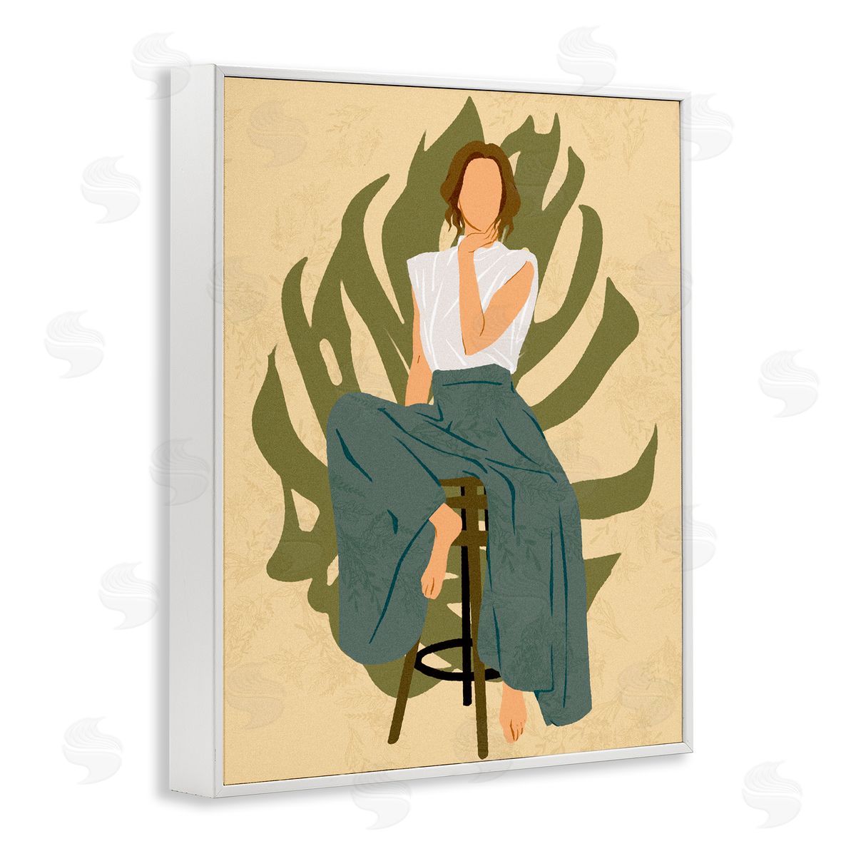 Ziwei Li Boho Woman Sitting Plant Leaf